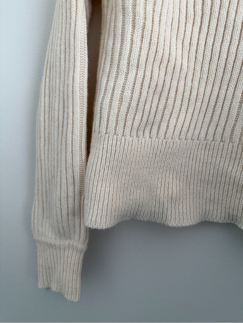 Cream Ribbed Ruffle Crewneck Sweater - Picture 9 of 10